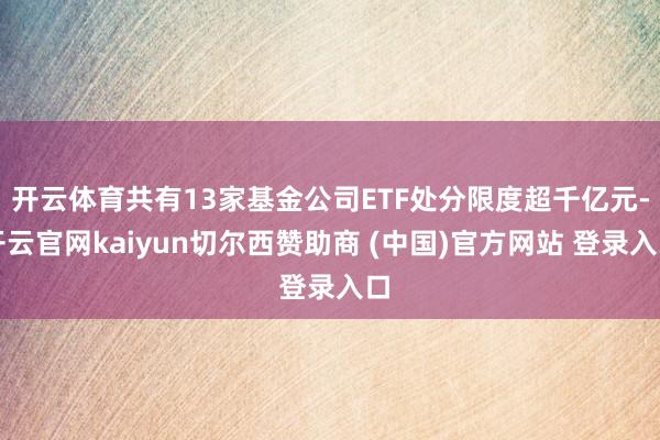 开云体育共有13家基金公司ETF处分限度超千亿元-开云官网kaiyun切尔西赞助商 (中国)官方网站 登录入口